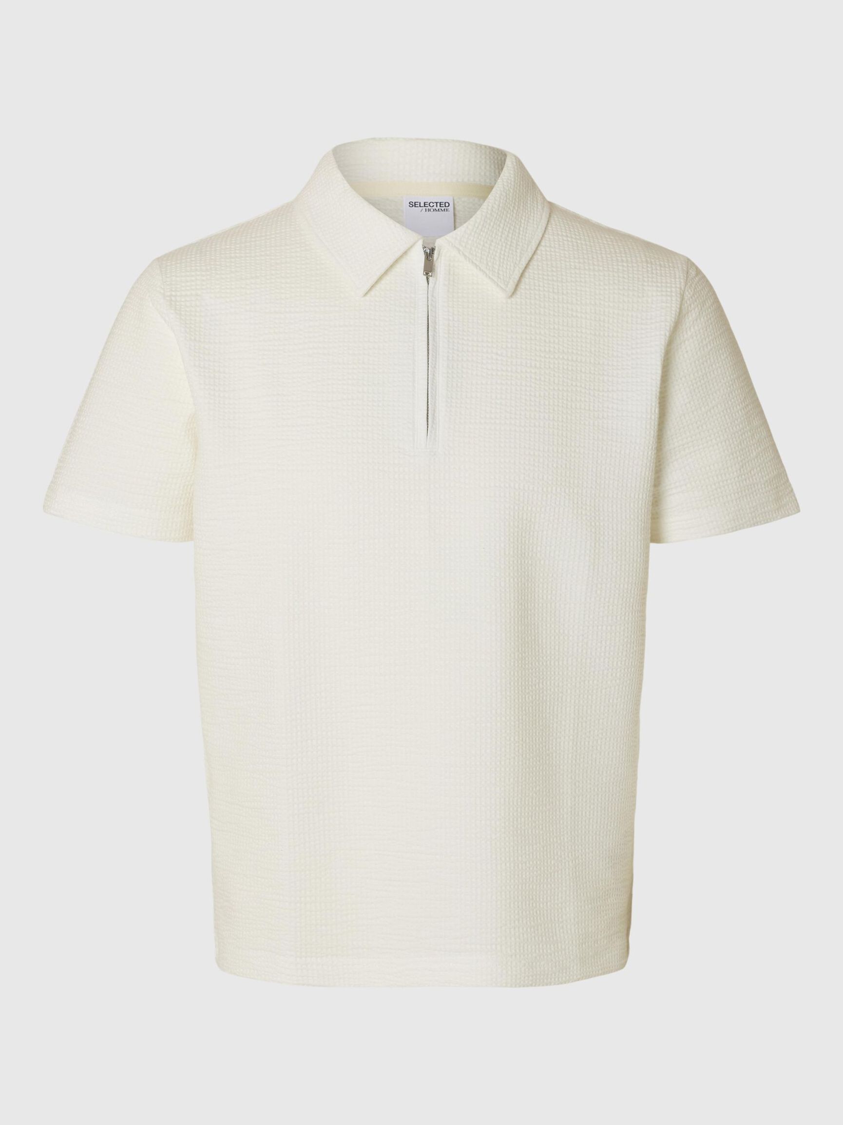 SEERSUCKER POLO SHIRT, Egret, highres