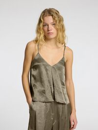 V-NECK SPAGHETTI STRAP TOP, Vetiver, highres