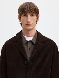 SUEDE NOTCH LAPEL LEATHER JACKET, Demitasse, highres