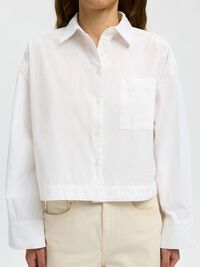 BOXY FIT CROPPED SHIRT, Bright White, highres