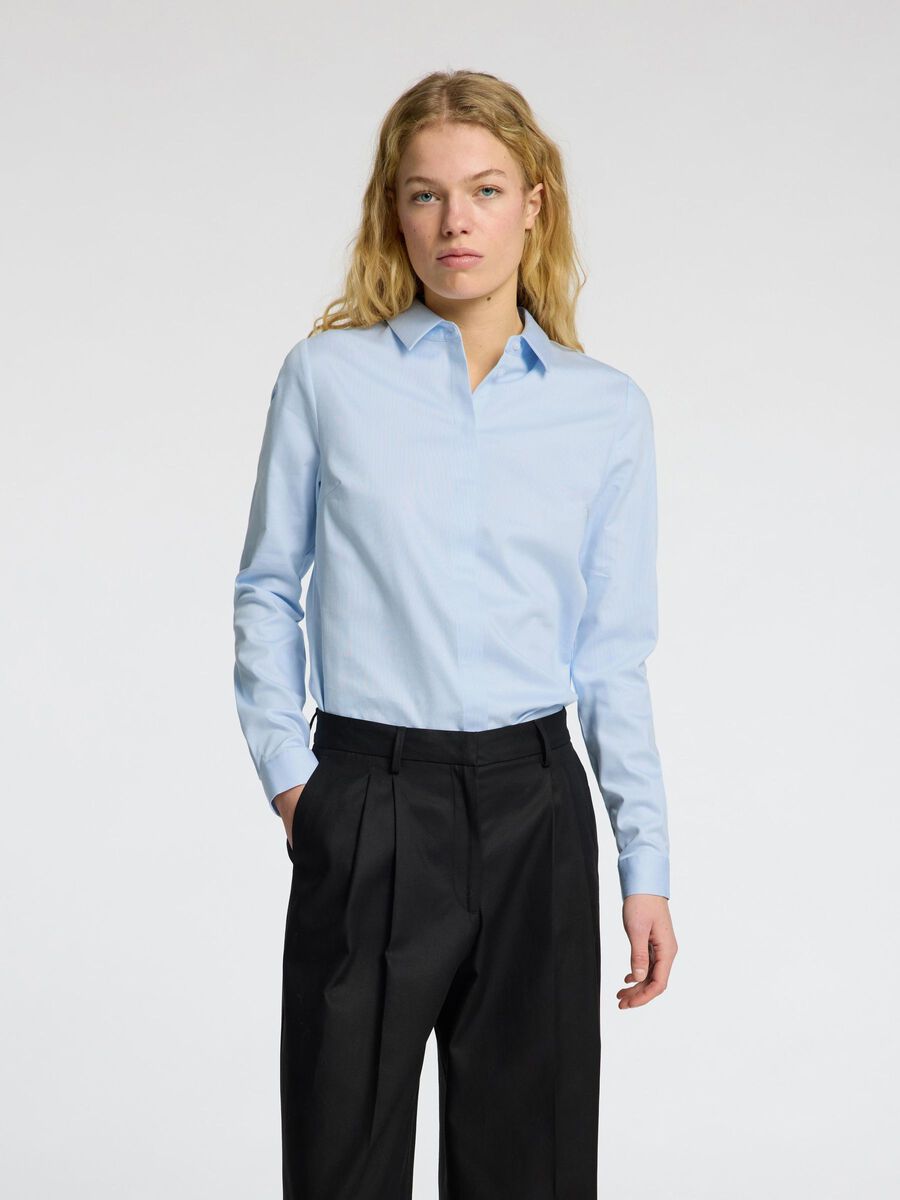 Selected FITTED LONG SLEEVED SHIRT, Light Blue, highres - 16097573_LightBlue_003.jpg