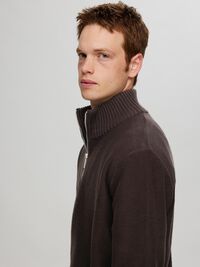 HALF-ZIP PULLOVER, Chocolate Torte, highres