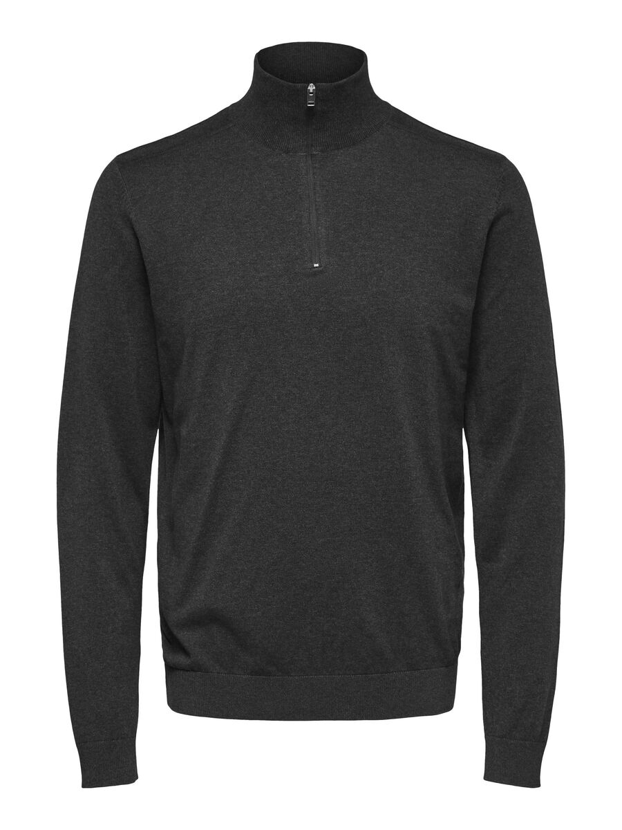 Selected HALF-ZIP KNITTED JUMPER, Antracit, highres - 16074687_Antracit_779218_001.jpg