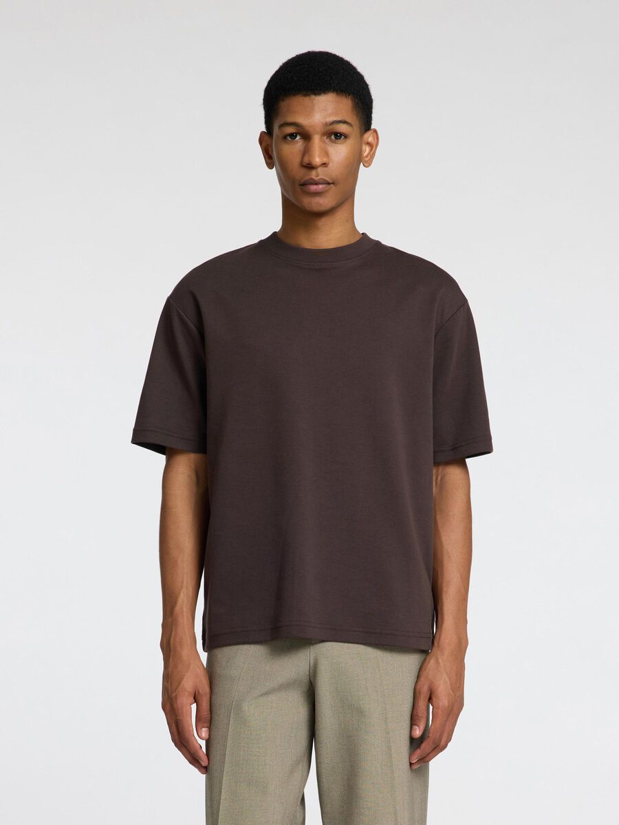Selected LOOSE FIT T-SHIRT, Chocolate Torte, highres - 16094143_ChocolateTorte_003.jpg