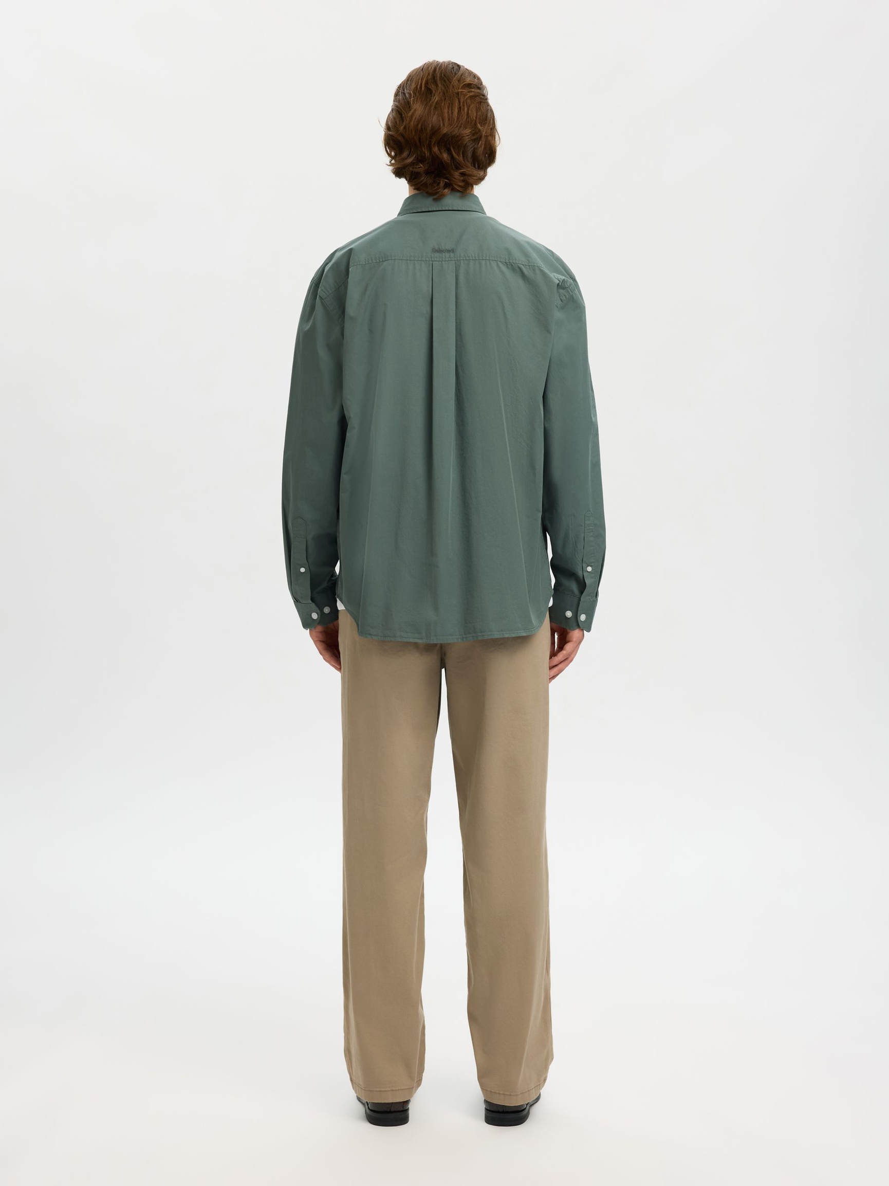 POPLIN LÅNGÄRMAD SKJORTA, Balsam Green, highres