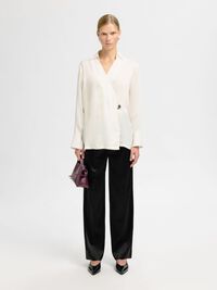 ASYMMETRIC LONG SLEEVED SHIRT, Gardenia, highres