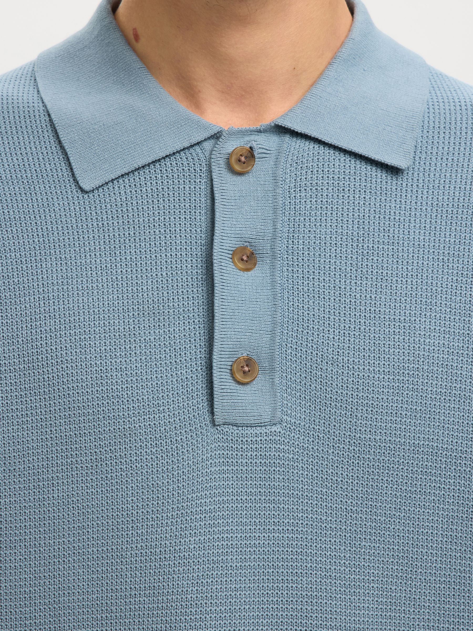 COUPE DÉCONTRACTÉE POLO EN MAILLE, Dusty Blue, highres