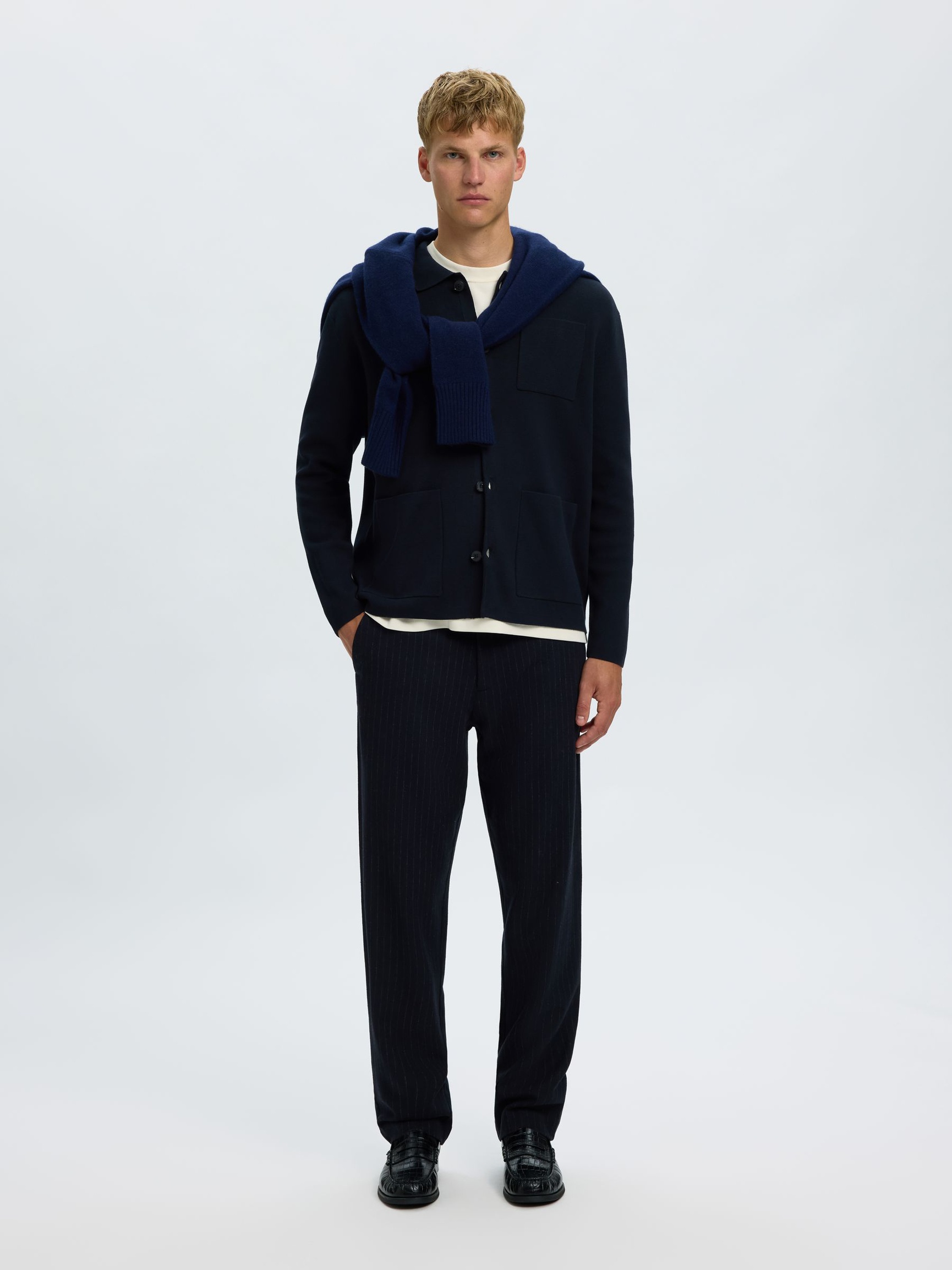 RELAXED FIT GEBREID VEST, Sky Captain, highres