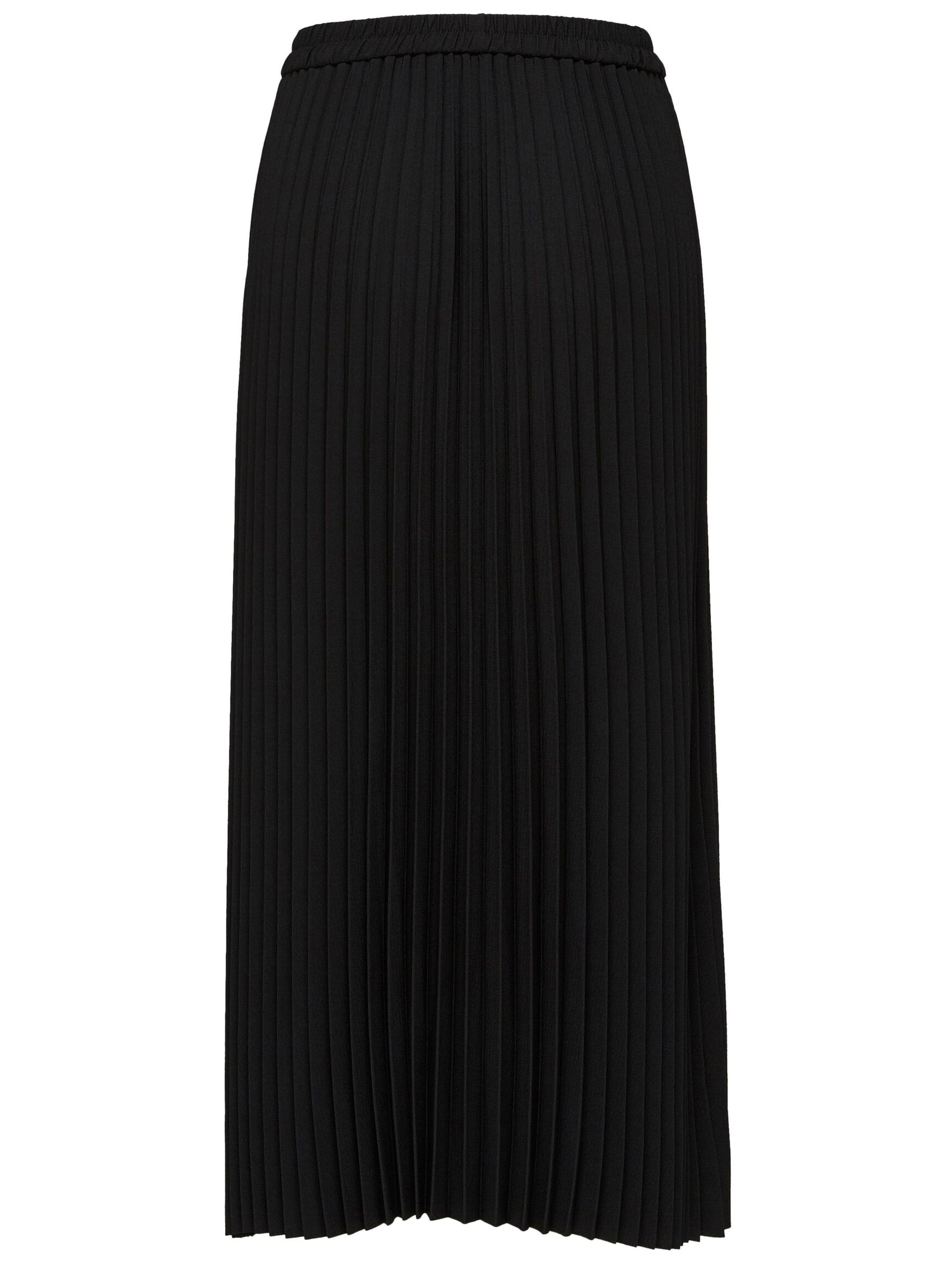 PLEATED MIDI SKIRT, Black, highres