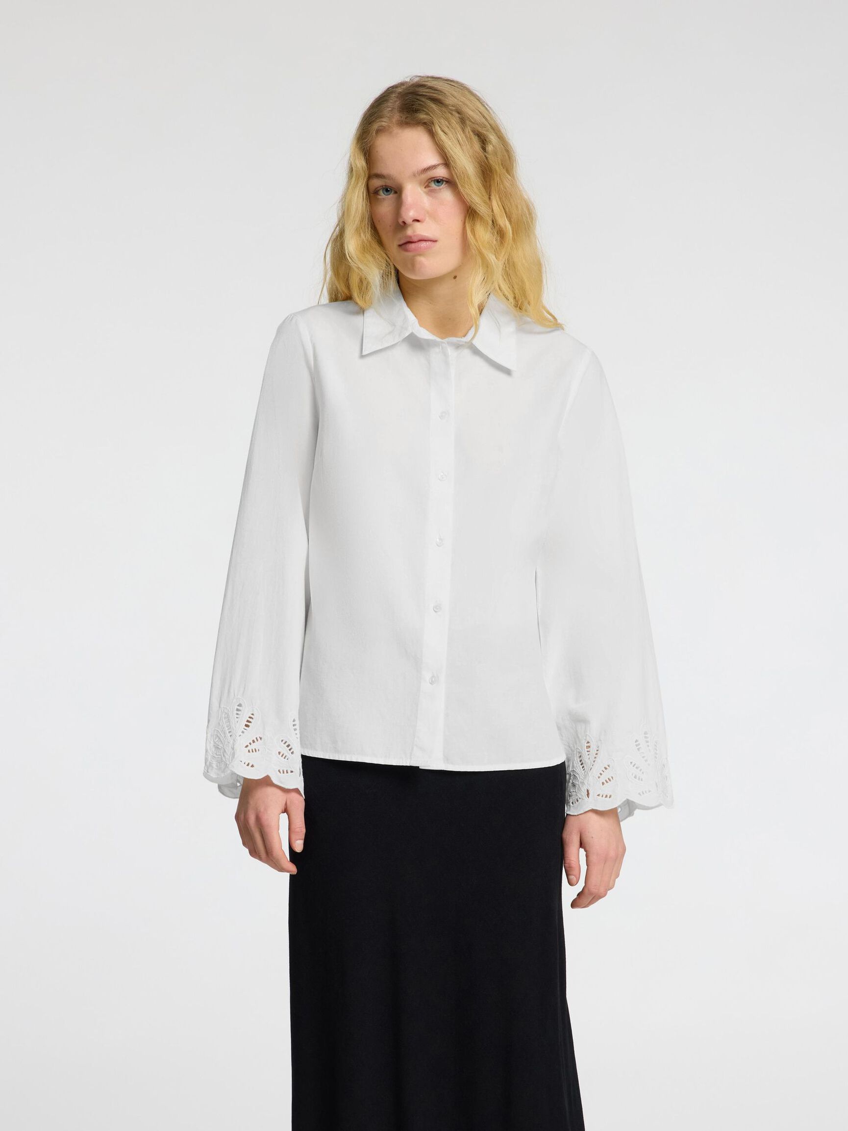 BORDADO INGLÉS CAMISA DE MANGA LARGA, Bright White, highres