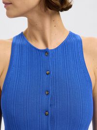 STRICK TOP, Dazzling Blue, highres