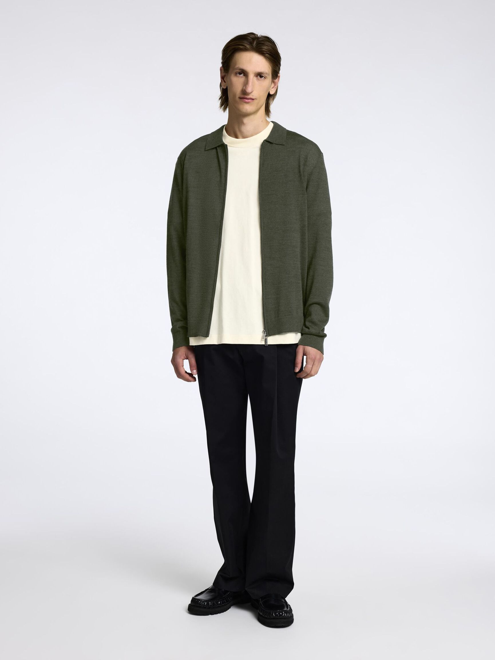 WOOL BLEND ZIP-FRONT CARDIGAN, Deep Depths, highres