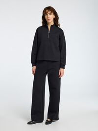 HIGH NECK SWEATSHIRT MIT REISSVERSCHLUSS, Black, highres