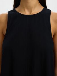 MAXI KLEID AUS LEINENGEMISCH, Black, highres