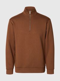 VISCOSE BLEND HALF ZIP SWEATSHIRT, Soft Silt, highres
