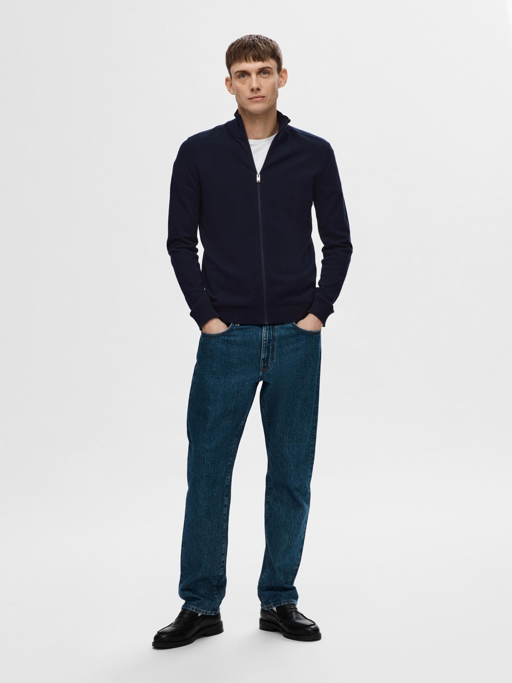 ZIP-UP CARDIGAN, Navy Blazer, highres