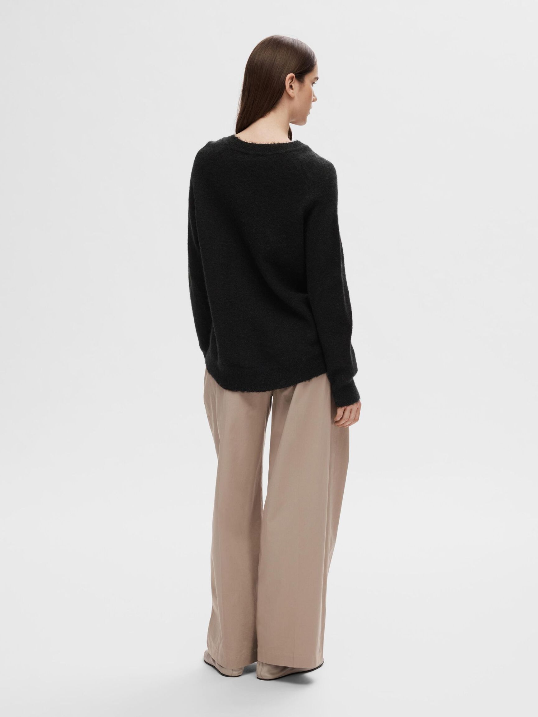 LONG-SLEEVED KNITTED JUMPER, Black, highres