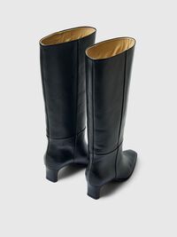 LEATHER HEELED BOOTS, Black, highres