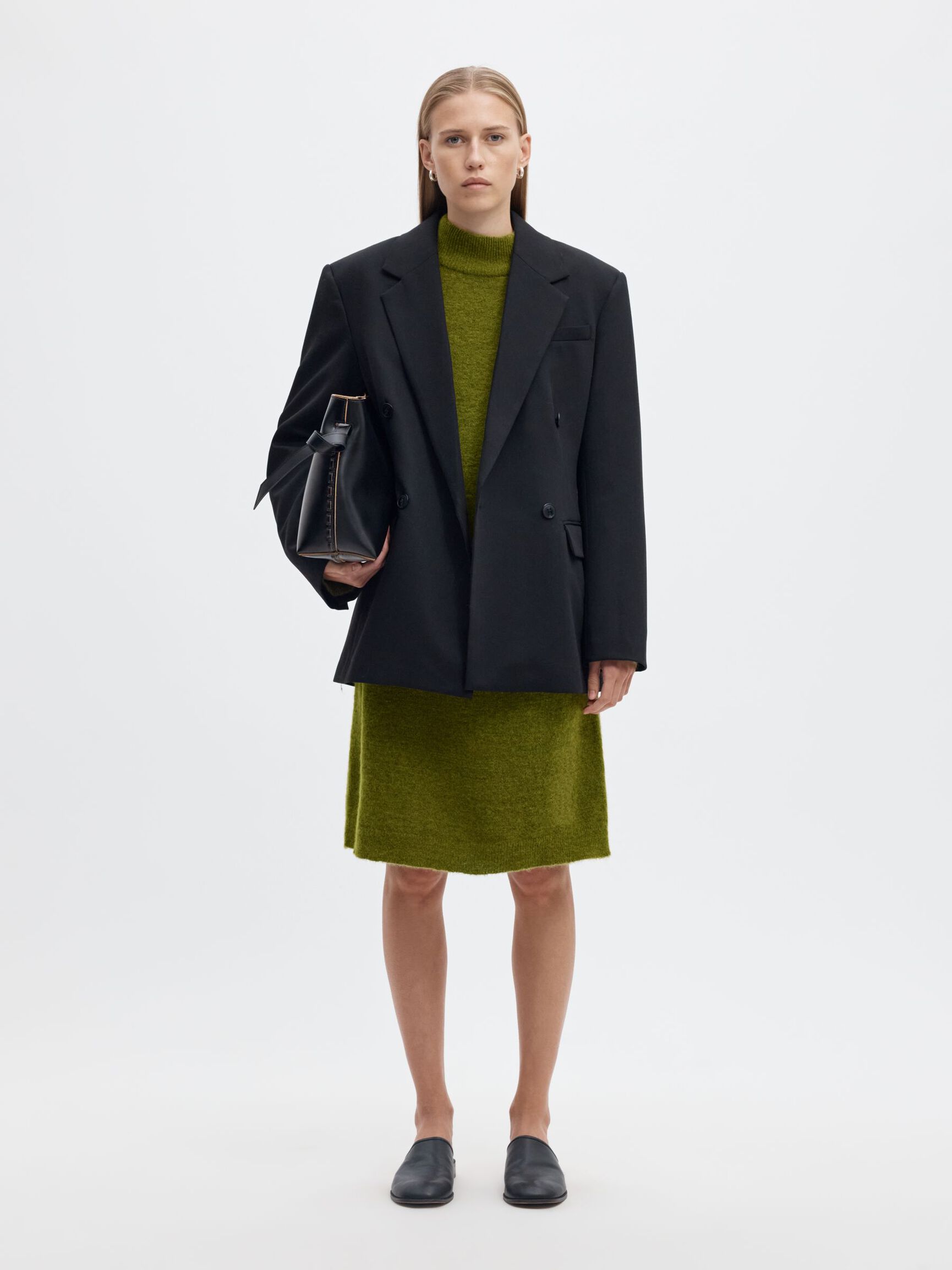 HIGH NECK WOOL BLEND KNITTED DRESS, Cardamom Seed, highres