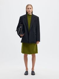 HIGH NECK WOOL BLEND KNITTED DRESS, Cardamom Seed, highres