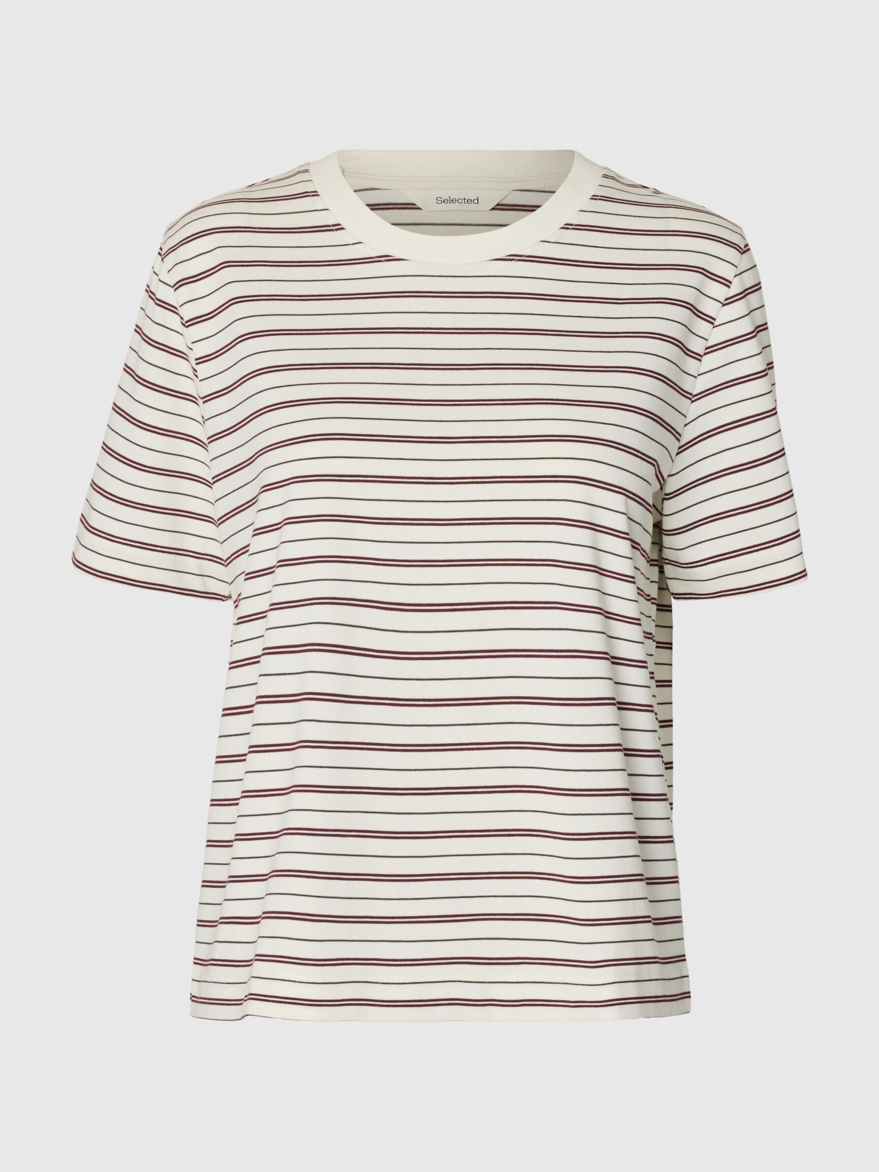 STRIPED BOXY FIT T-SHIRT, Tawny Port, highres