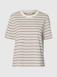 STRIPED BOXY FIT T-SHIRT, Tawny Port, highres