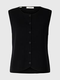 KNOOP GEBREID GILET, Black, highres