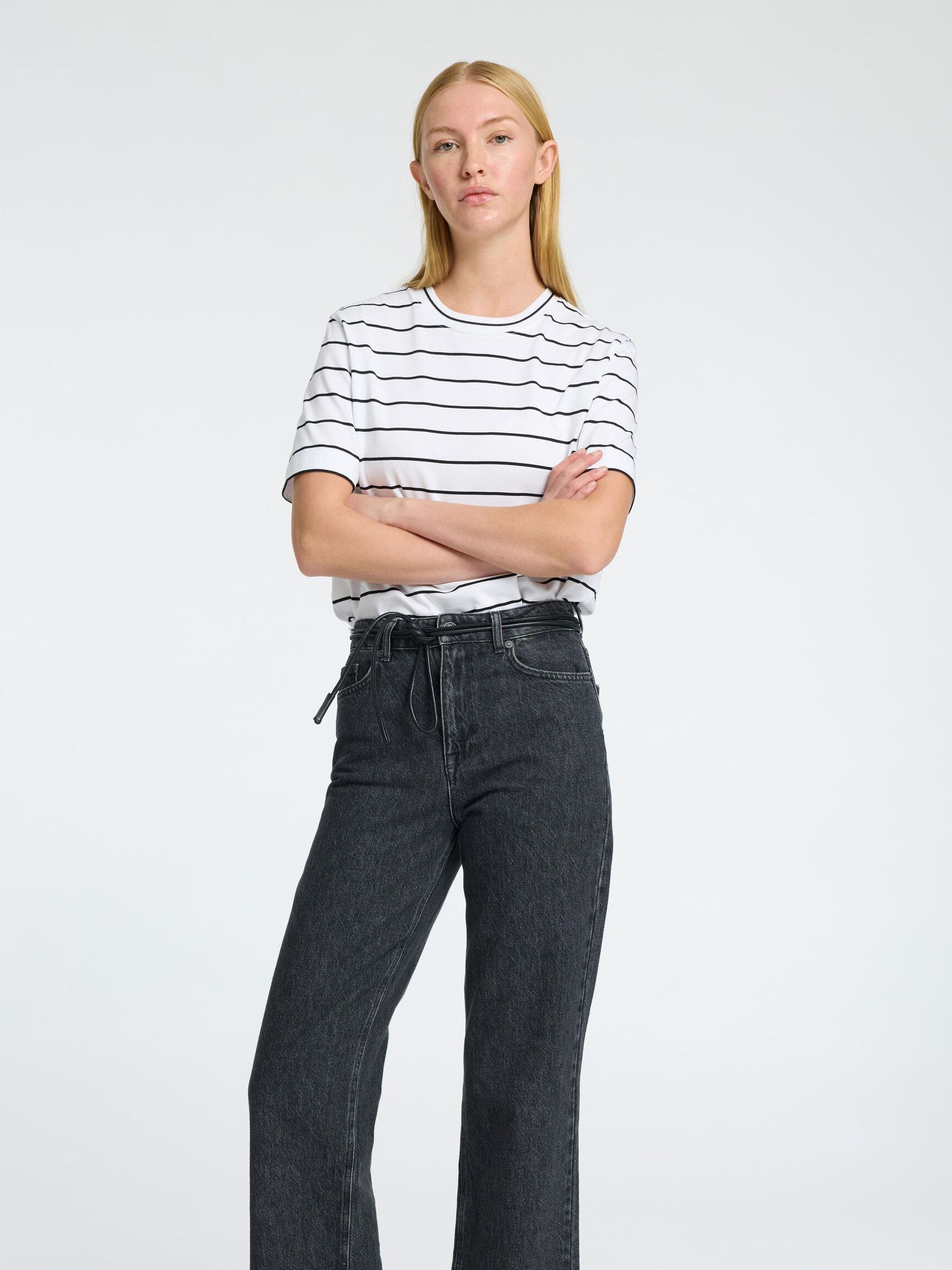 GESTREIFTES BOXY FIT T-SHIRT, Bright White, highres
