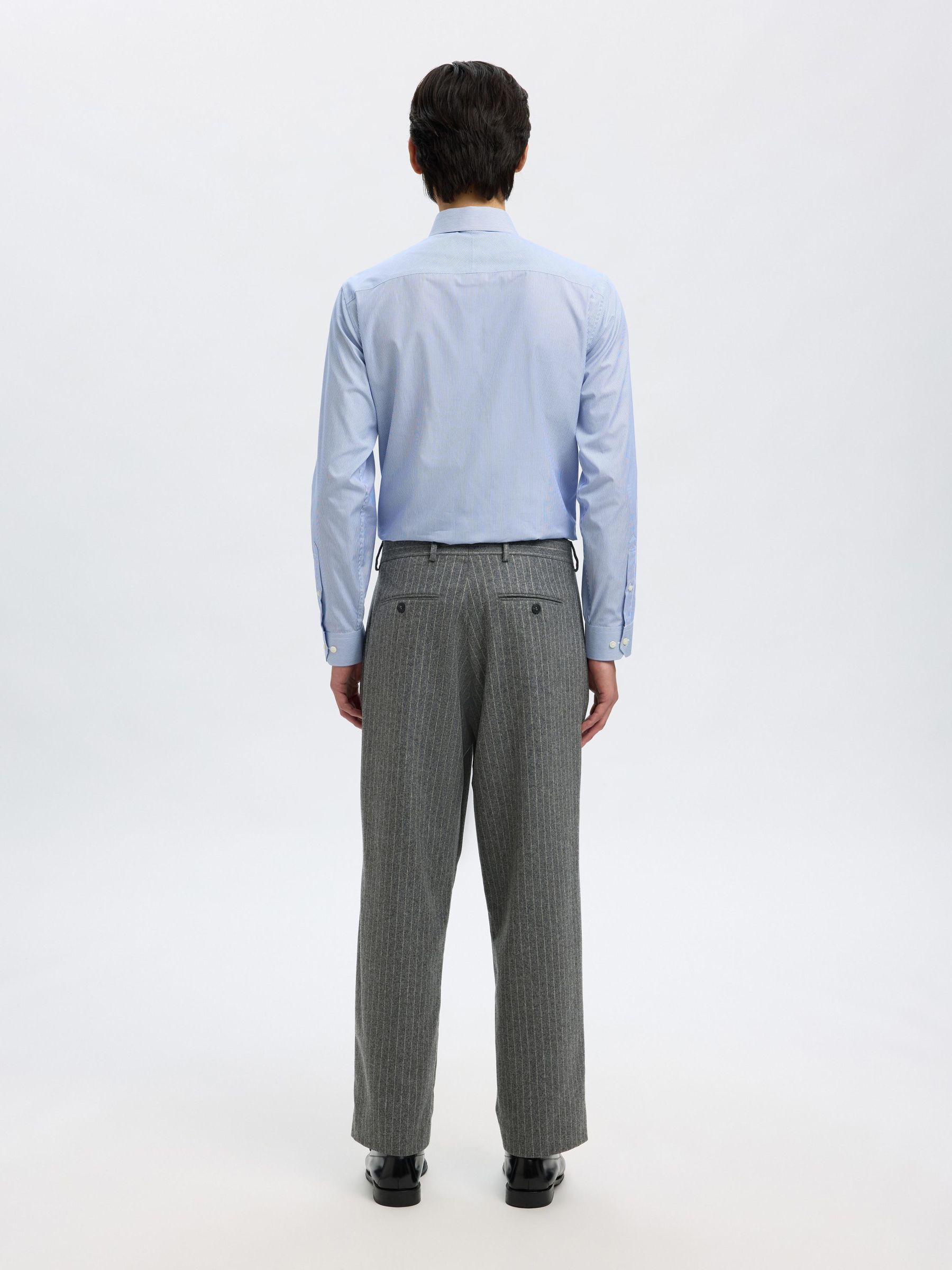 PINSTRIPE SUIT TROUSERS, Medium Grey Melange, highres