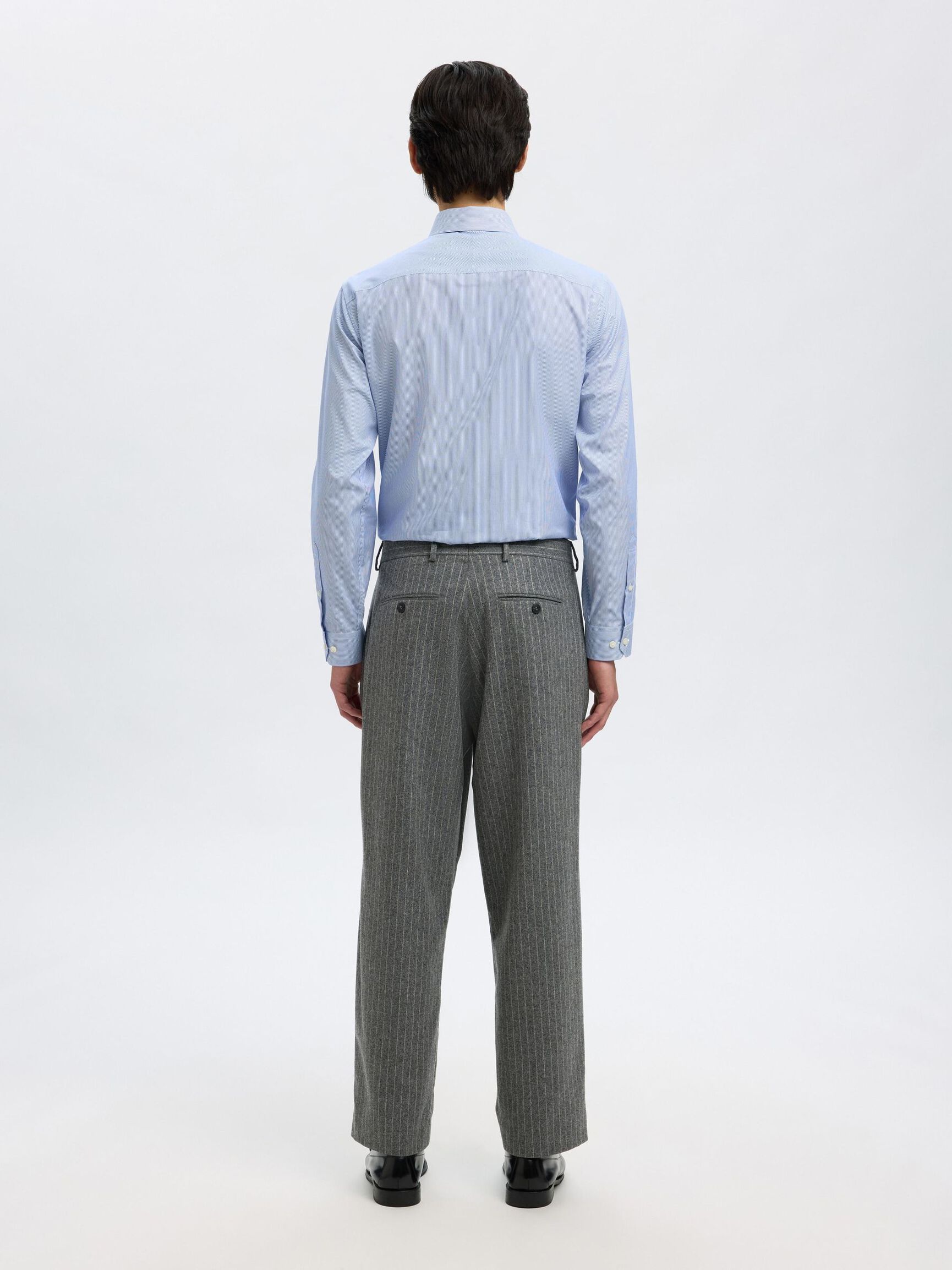 PINSTRIPE SUIT TROUSERS, Medium Grey Melange, highres
