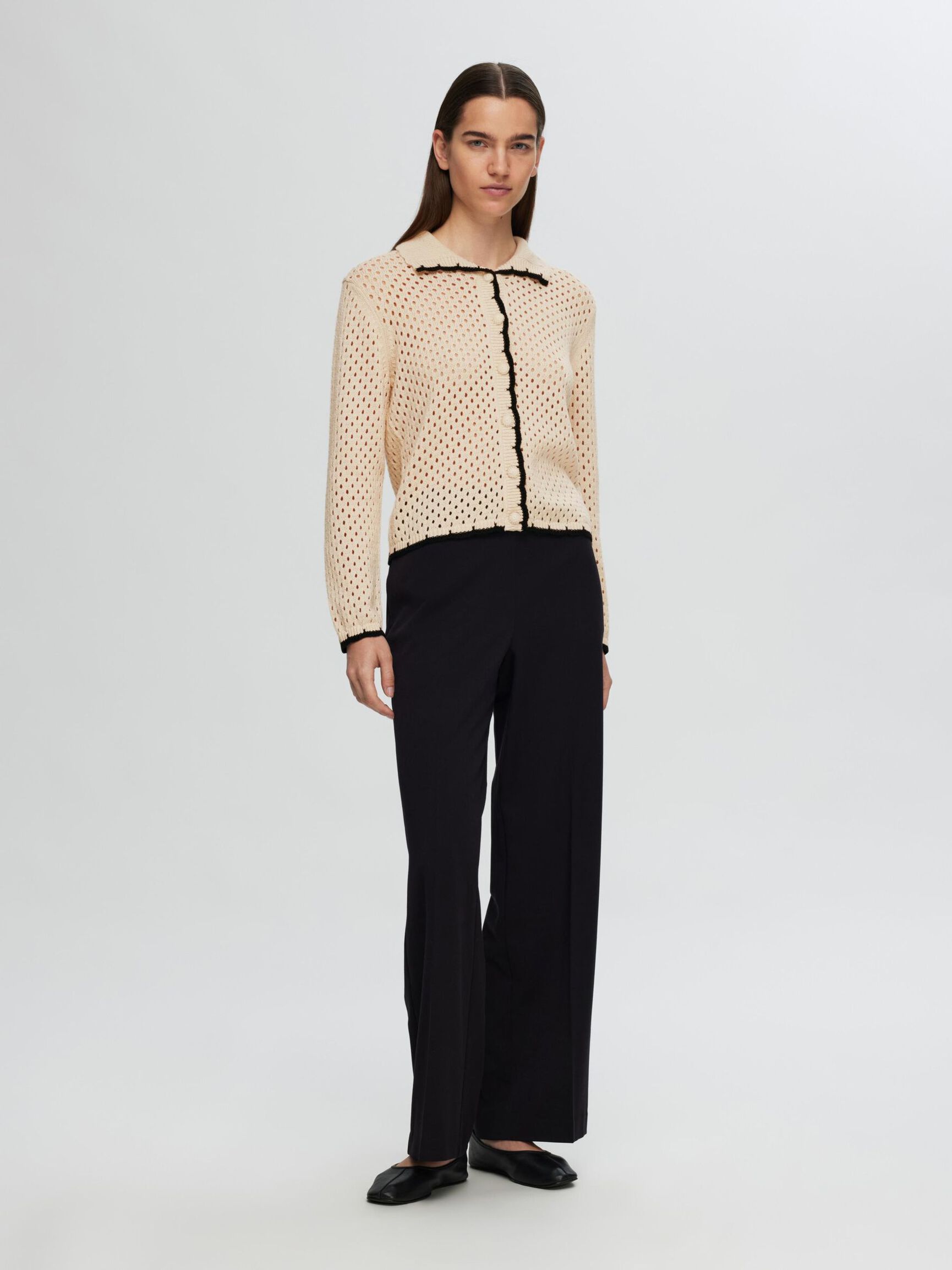 LONG SLEEVED KNITTED CARDIGAN, Birch, highres