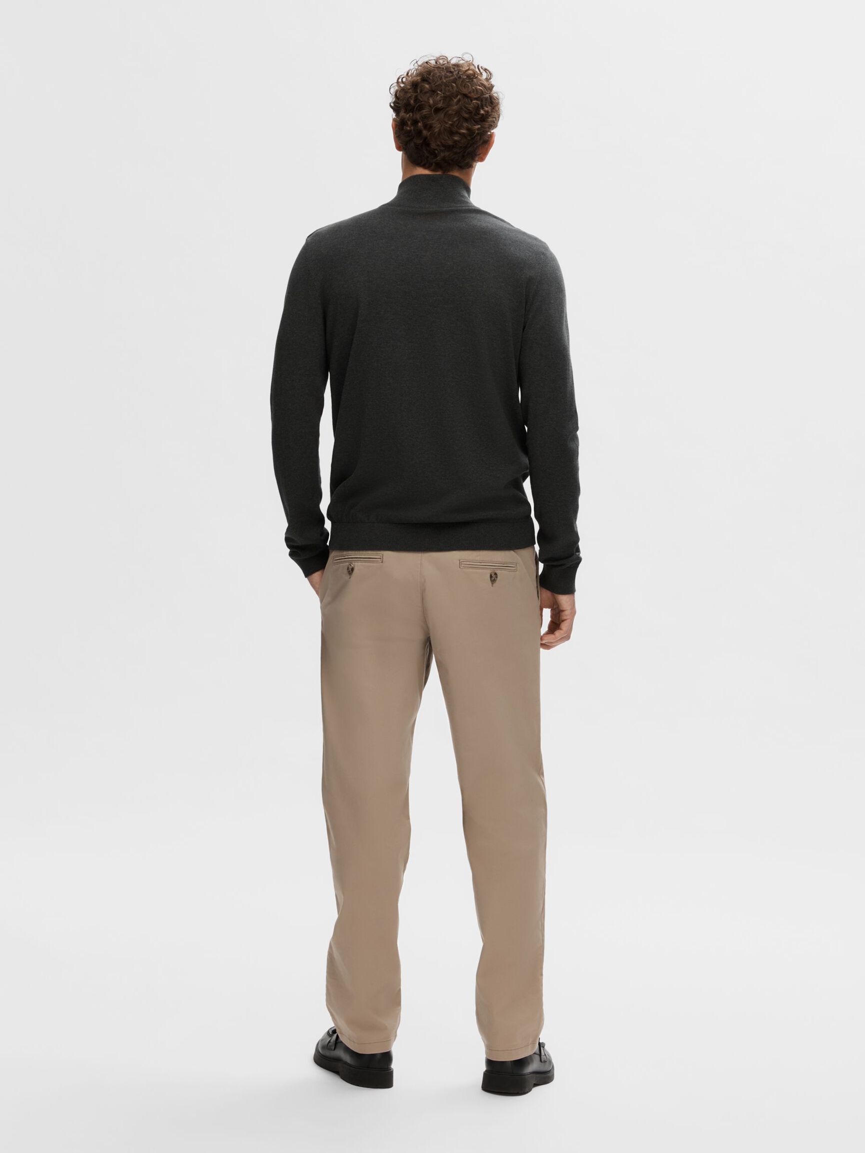 HALF-ZIP STRICKPULLOVER, Antracit, highres