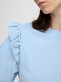 FRILLED SHORT-SLEEVED T-SHIRT, Cashmere Blue, highres