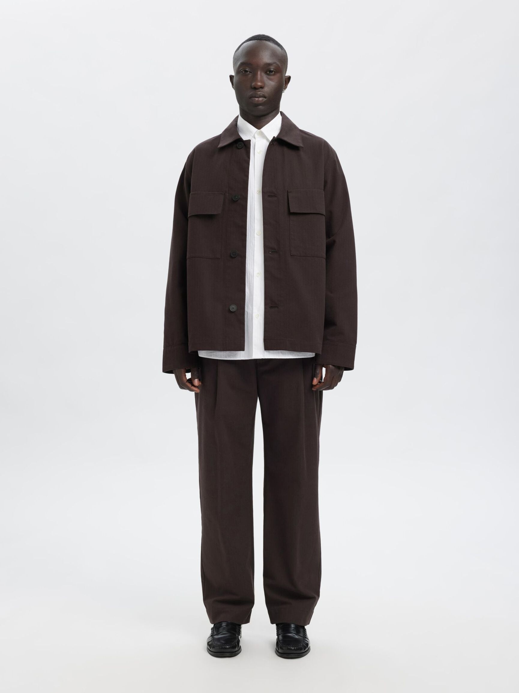 BOXY FIT OVERSHIRT, Chocolate Torte, highres