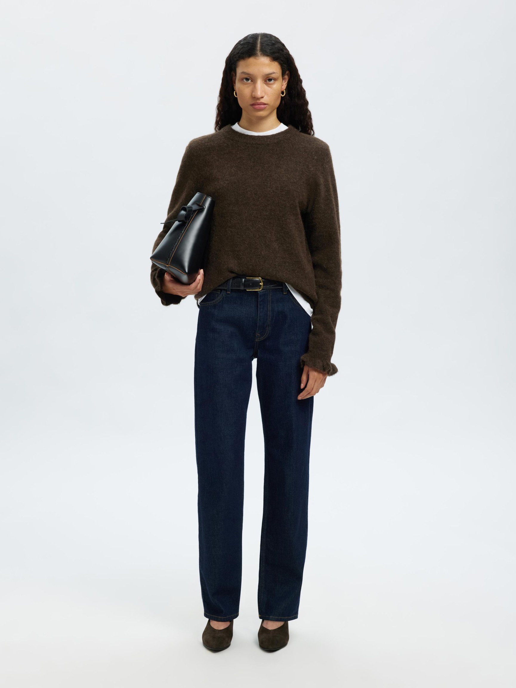 WOOL BLEND RUFFLED SLEEVE PULLOVER, Delicioso, highres