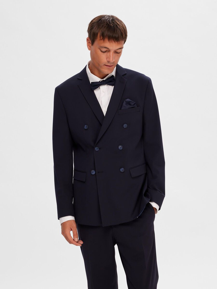 Selected VISKOSEBLANDING SLIM FIT DOBBELTRADET BLAZER, Navy Blazer, highres - 16090469_NavyBlazer_003.jpg