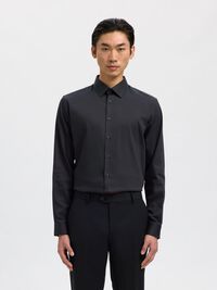 SLIM FIT HEMD, Black, highres