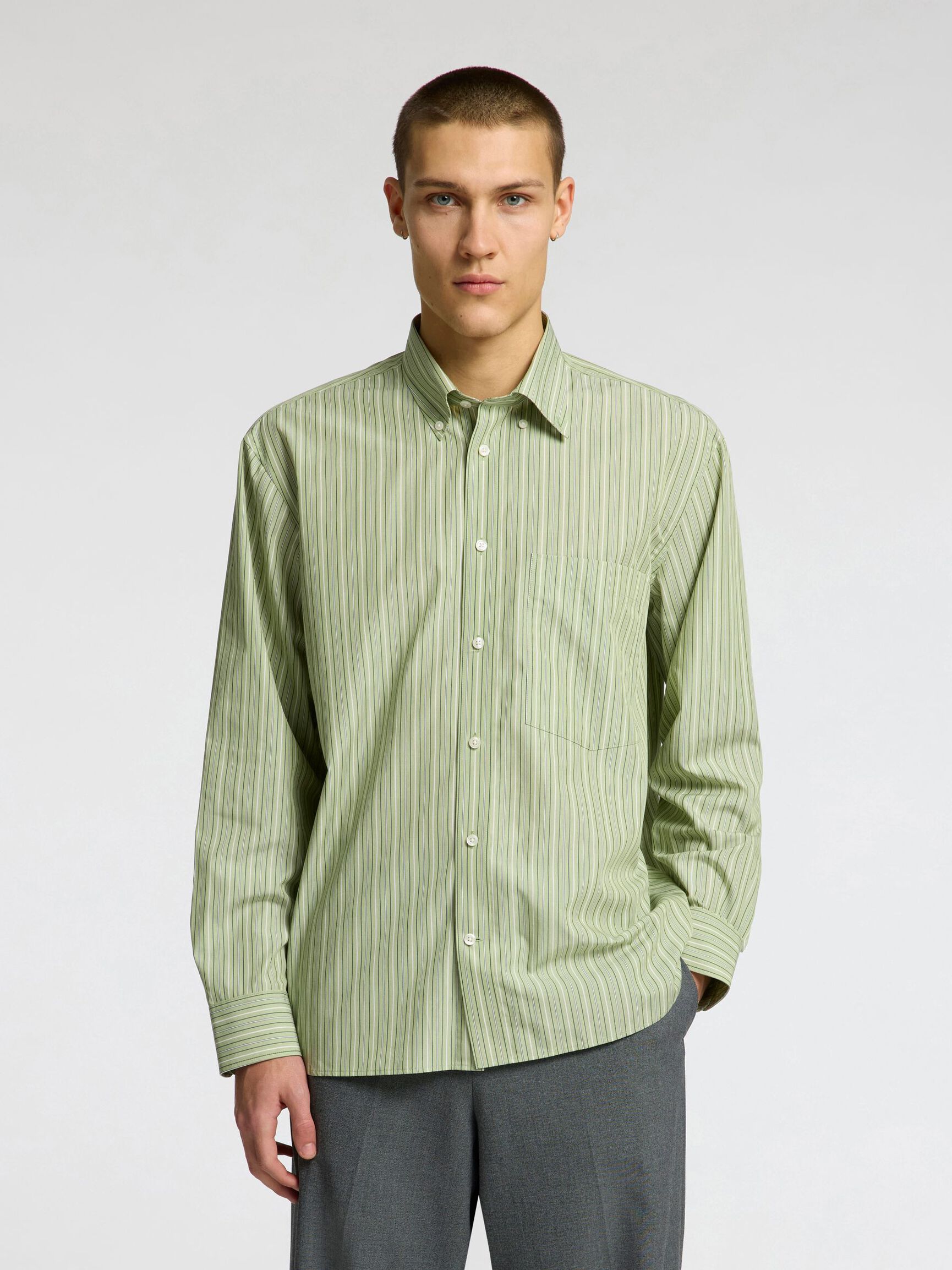 RELAXED FIT BUTTON-DOWN SHIRT, Iceberg Green, highres
