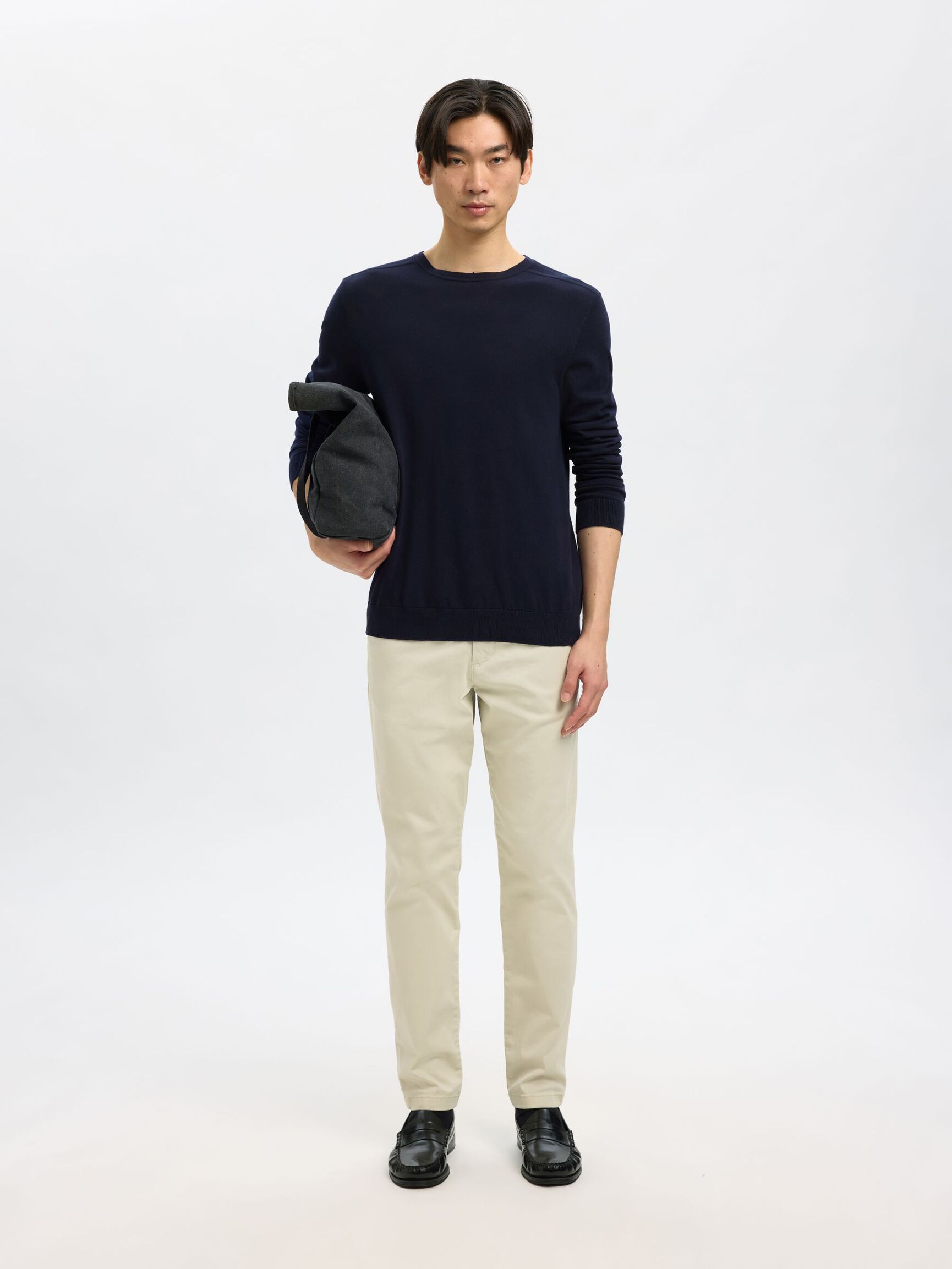 LONG-SLEEVED KNITTED JUMPER, Navy Blazer, highres