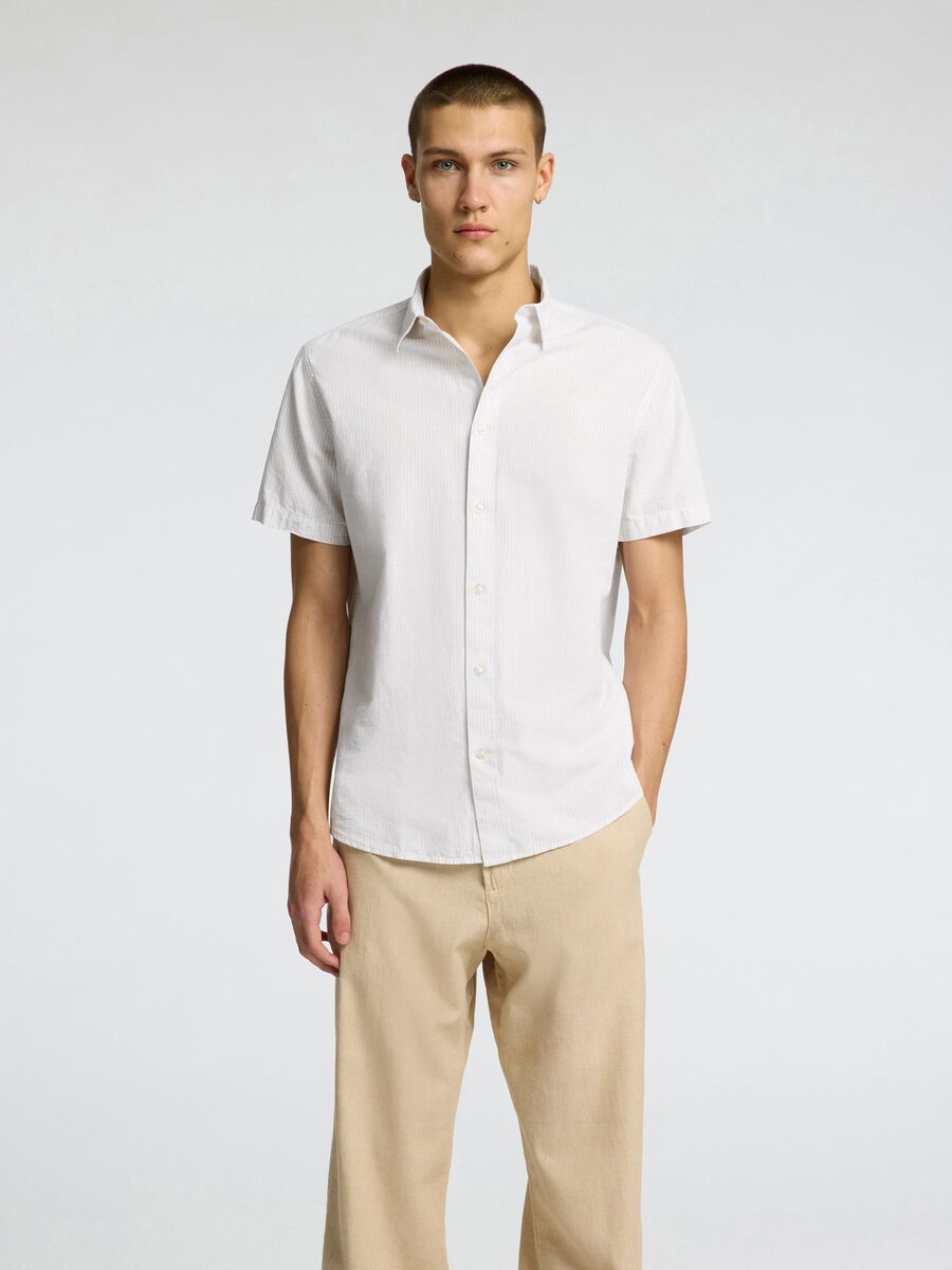 Selected COTTON BLEND SHORT SLEEVED SHIRT, Pure Cashmere, highres - 16079053_PureCashmere_1175198_003.jpg