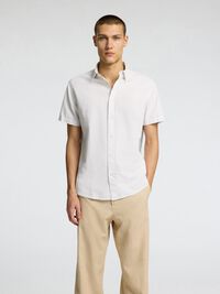 COTTON BLEND SHORT SLEEVED SHIRT, Pure Cashmere, highres