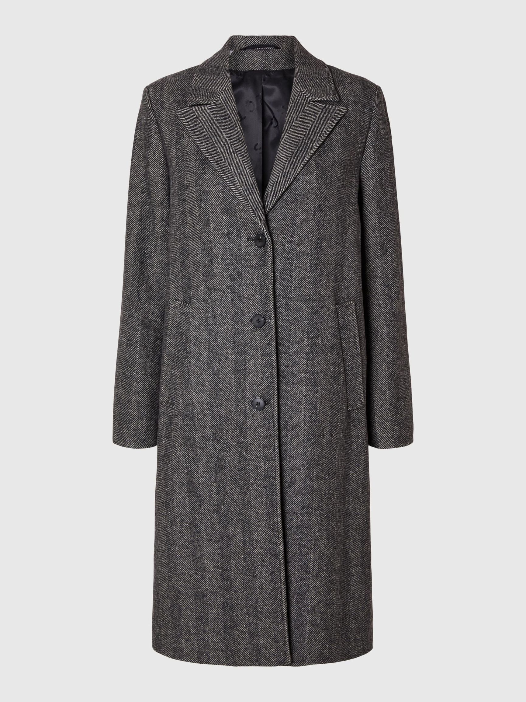 LAINE MÉLANGÉE LONG MANTEAU, Black, highres