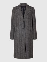 LAINE MÉLANGÉE LONG MANTEAU, Black, highres