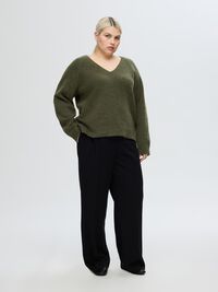 WOLLGEMISCH V-AUSSCHNITT PULLOVER, Kalamata, highres
