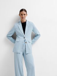 VISCOSE BLEND RELAXED BLAZER, Cashmere Blue, highres