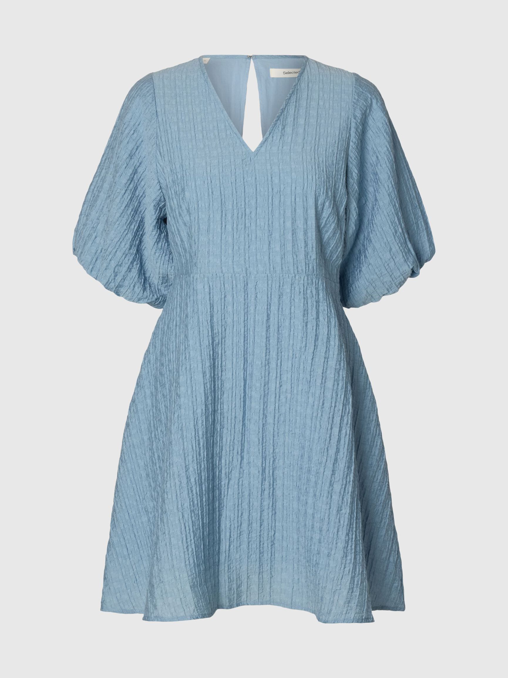 SHORT SLEEVED MINI DRESS, Dusty Blue, highres