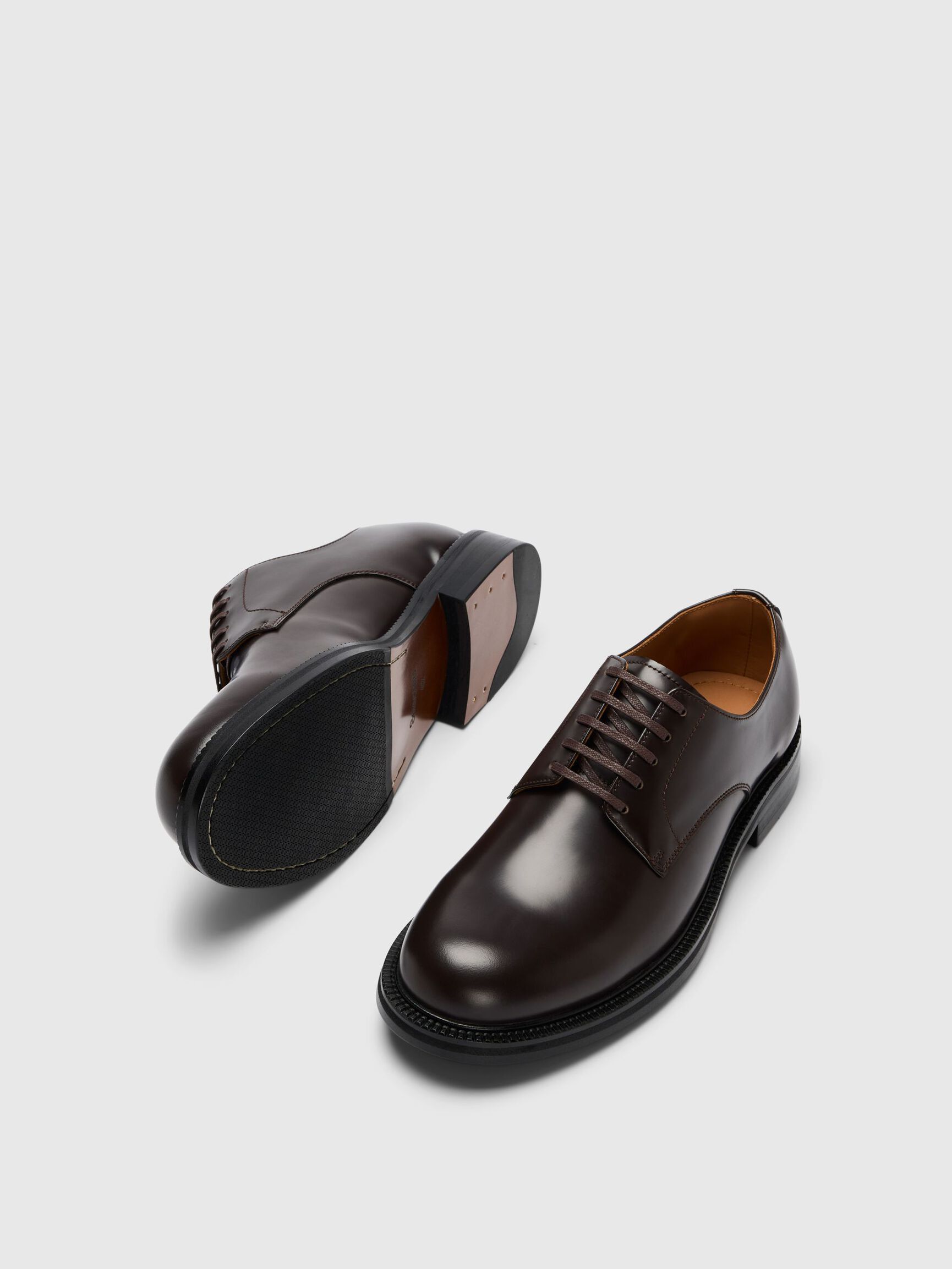 LEATHER DERBY SHOES, Demitasse, highres