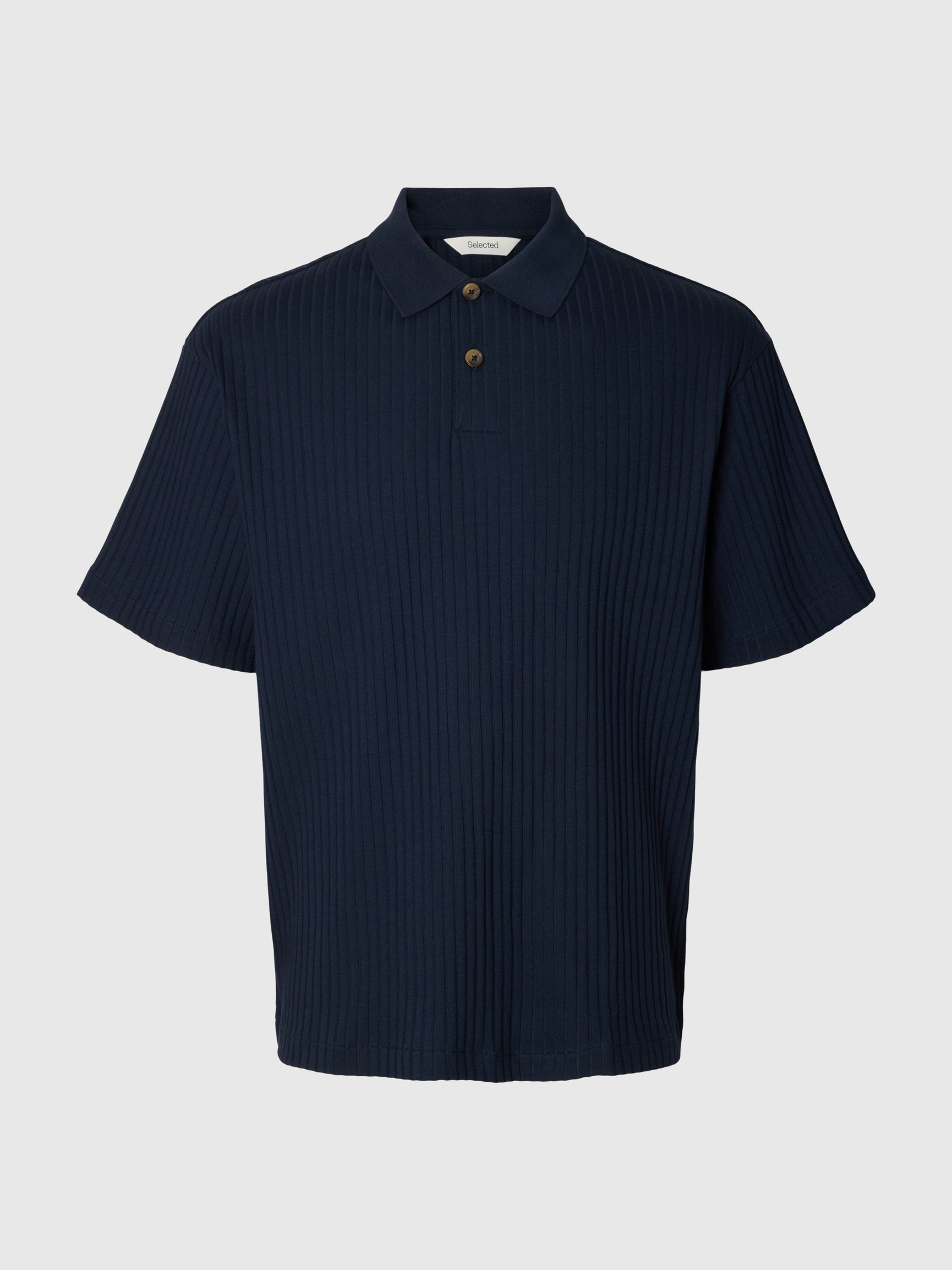 RELAXED FIT RIBBED POLO SHIRT, Sky Captain, highres