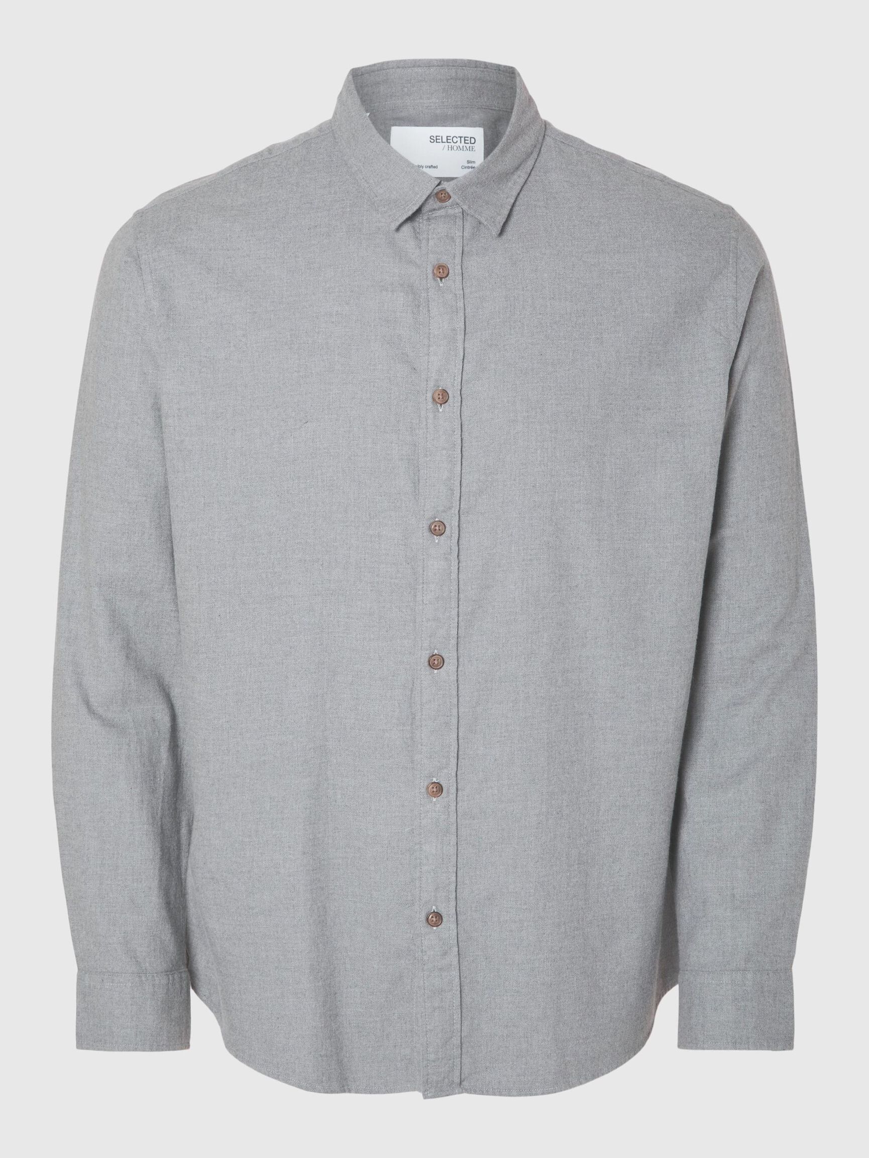 FLANELLE CHEMISE, Medium Grey Melange, highres