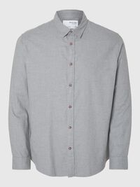 FLANELLE CHEMISE, Medium Grey Melange, highres